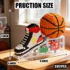2026 Basketball with Sport Sneaker Micro Building Block Set, 3D Realistic Basketball Luminous Red-black Shoe Crystal Stand STEM Bricks, DIY Educational Ball Birthday Day Gift for Teen, Adult(3091PCS) view 4