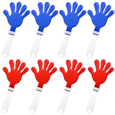 Lovecheer 8PCS Big Hand Clappers Noisemakers 11 Inch Cheer Clappers Blue and Red Noise Makers for Basketball Hockey Sports Team Spirit Cheerleading