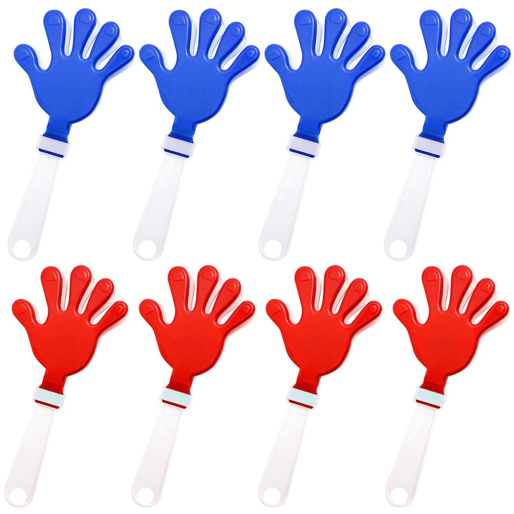 Lovecheer 8PCS Big Hand Clappers Noisemakers 11 Inch Cheer Clappers Blue and Red Noise Makers for Basketball Hockey Sports Team Spirit Cheerleading