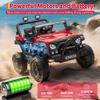 12V Kids Electric Vehicle Ride on Car with 2.4G Parent Remote, Safety Locking Doors, 3-Point Harness, LED Lights, Bluetooth & Spring Suspension-Electric Toy Car for Toddlers 3-5 Years, red view 3