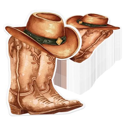 100 Pcs Western Cowboy Napkins, Wild West Boot Hat Cowboy Birthday Party Napkins for Western Party Decorations Rodeo Birthday Supplies,11 x 12 in, 28 x 32 cm