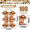 100 Pcs Western Cowboy Napkins, Wild West Boot Hat Cowboy Birthday Party Napkins for Western Party Decorations Rodeo Birthday Supplies,11 x 12 in, 28 x 32 cm view 2