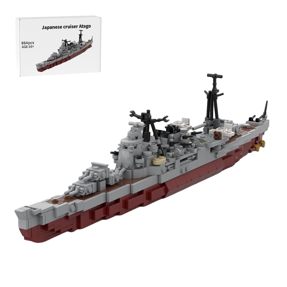 AxiomBricks 1/485 Scale WWII Japanese Cruiser Building Set, British Rodney Battleship Building Blocks Set, Collection for Military Enthusiast and Adult (864PCS)
