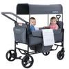 MOMFANN Stroller Wagon for Kids, Double Wagon Stroller Toddlers, All-Terrain Baby Wagon Outdoor with Canopy & 2 Seaters, Adjustable Handle & Pull Bar for Infants and Toddlers, Gray view 1