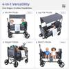 MOMFANN Stroller Wagon for Kids, Double Wagon Stroller Toddlers, All-Terrain Baby Wagon Outdoor with Canopy & 2 Seaters, Adjustable Handle & Pull Bar for Infants and Toddlers, Gray view 3