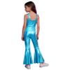 JEATHA Kids Girls Sleeveless Metallic Flared Pants Jumpsuit 70s Party Outfits Stage Performance Dance Costume Blue 6 view 2