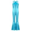 JEATHA Kids Girls Sleeveless Metallic Flared Pants Jumpsuit 70s Party Outfits Stage Performance Dance Costume Blue 6 view 4