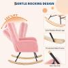 HomeEterna Nursery Rocking Chair, Upholstered Baby Fluffy Glider Rocker, Reading Chair with High Backrest, Comfy Chairs for Living Room, Bedroom, Nursing (Pink) view 2