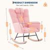 HomeEterna Nursery Rocking Chair, Upholstered Baby Fluffy Glider Rocker, Reading Chair with High Backrest, Comfy Chairs for Living Room, Bedroom, Nursing (Pink) view 3