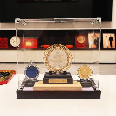 10 - 30 in Long Acrylic Display Case with Wood Base, Metal Corner Guard Figure Storage Organizers Box, Stackable Clear Containers(25x25x25cm/10x10x10in)