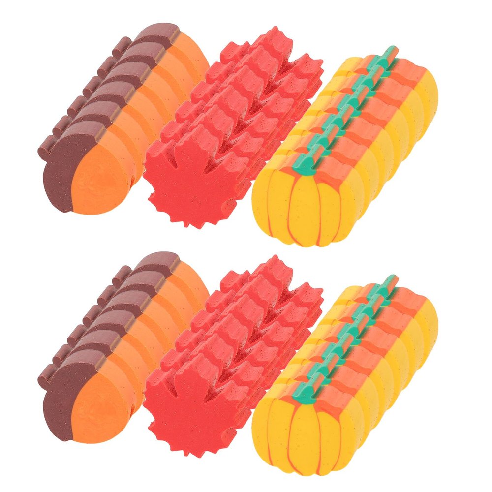 SKISUNO 50pcs Fall Mini Erasers Pumpkin Acorn Maple Leaf Pencil Erasers with Hole for Thanksgiving Classroom Rewards Autumn Party Supplies