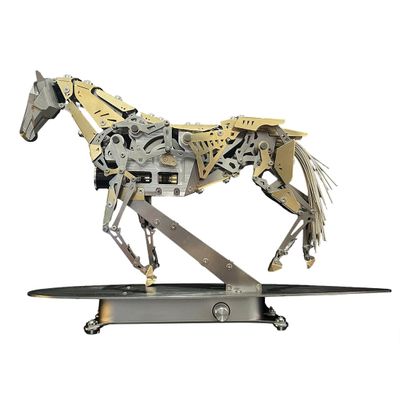 3D Metal Puzzle for Adults, 3D Metal Mechanical Horse Model Kit, Dynamic Moving Bionic Mechanical Horse with Brushless Motor, Bionic Kinetic Animal Assembly Model, Desk Decor & STEM Gift, 300+PCS