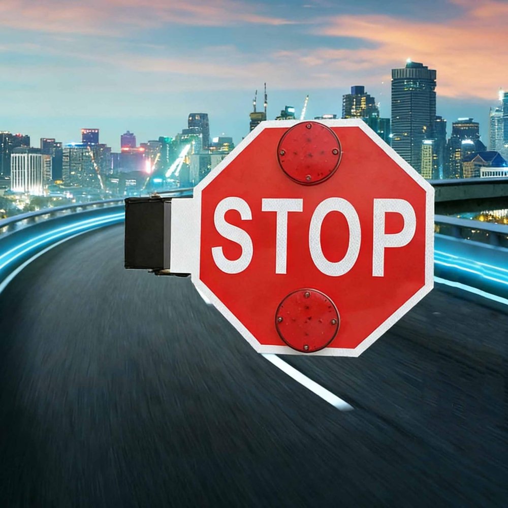 Asiwnshw 12V-24V Stop Signs, School Bus Stop Signal Light, Electric LED Stop Sign for School Buses, Aluminum School Bus Parking Signal Arm, Side-Mounted (1pcs)
