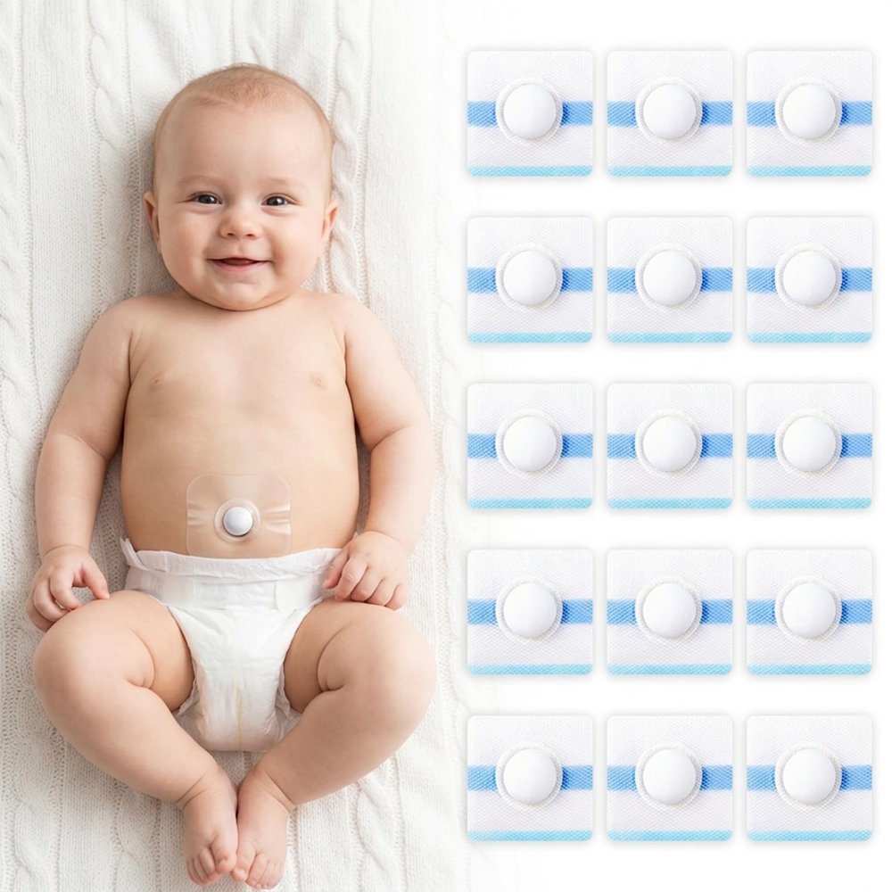 15Pcs Baby Belly Navel Patches, Waterproof Umbilical Hernia Patch with Cotton Pads, Infant Belly Button Corrector for Newborns with Protruding Navel, Gentle Baby Essentials (2.8 x2.8 inches)