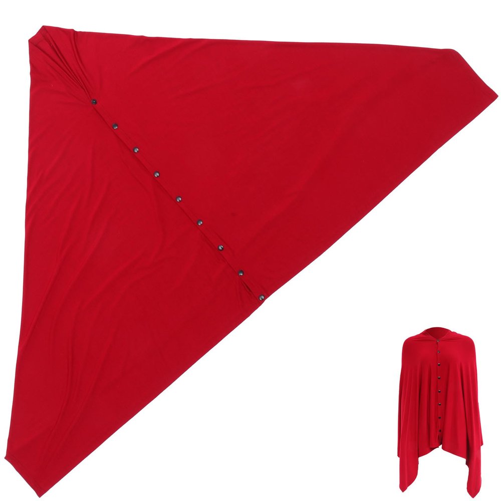 FUNOMOCYA Multi-Function Nursing Shawl Breastfeeding Scarf for Moms Wine Red Breastfeeding Privacy Wrap with Button Closure Soft Lightweight Nursing Poncho for Outdoor Use