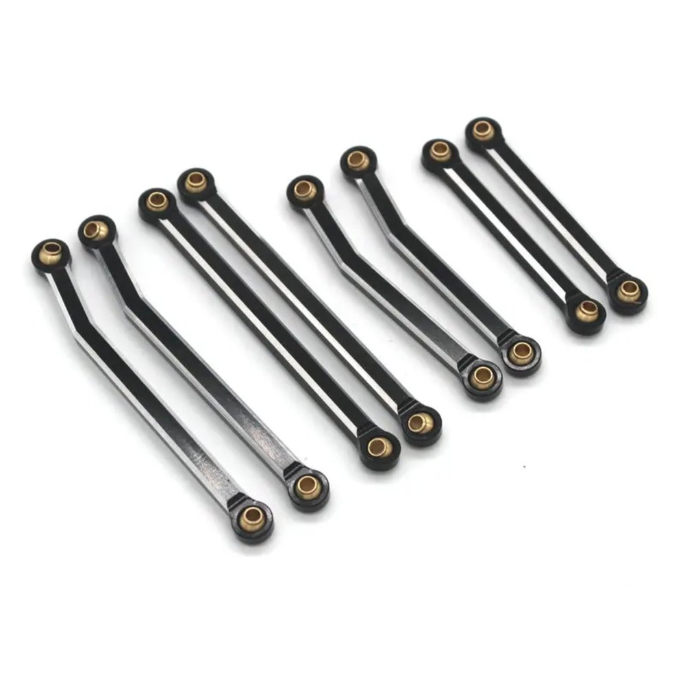 Metal 8 Pull Rods Set, 6061-T6 Aluminum Modification Parts for jjrc C8801 C8808 C8809 for ax AX8560 for traxxas TRX4M 1/18 RC Crawler Accessories (Black)