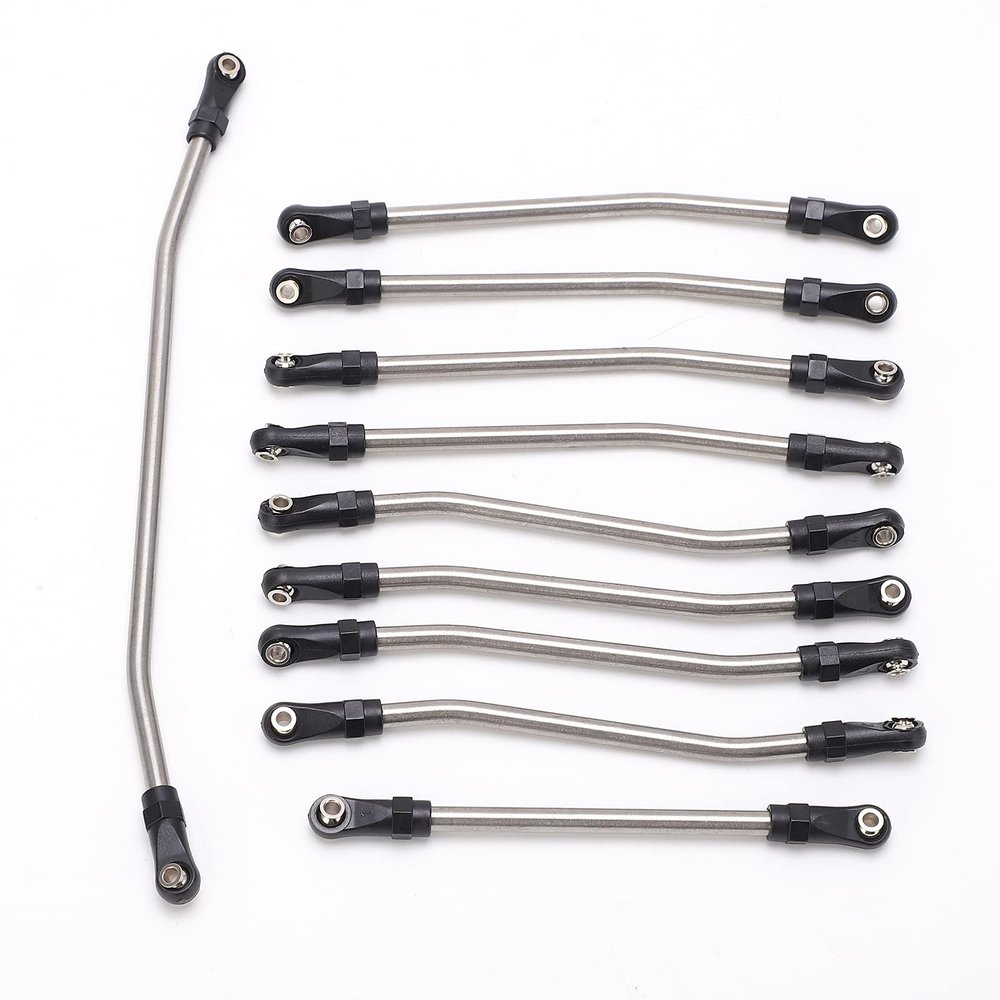 Alomejor 10pcs Stainless Steel Link Rod, Rust Proof RC Car Accessories with Exquisite Workmanship, Fit for Axial Wraith 90018 90020 90031 90045 90056 1 10 RC Car