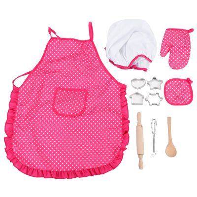 GLOGLOW Children Chef Set, Cooking Baking Suit with Apron and Utensils for Girls, Perfect for and Learning Activities