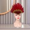 Amagogo Indian Headdress Feather Headband Headwear American Chief Headpiece Unique Feather Material Suitable for Kids Boys Girls Theme Parties Performance Fes, Red view 4