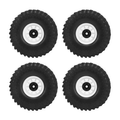 4 Pcs 1/10 RC Car Tire, RC Crawler Wheel Hub Tire, Wear Resistant Soft Rubber Tires with Deep Tread for AXIAL SCX10 90046, High Grip Off - Road Crawler Wheels (White)