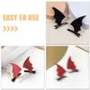 CIYODO 4pcs Halloween Bat Wing Hair Clips Pu Leather Devil Hairpins for Party Cosplay Hair Accessories Black and Red view 3
