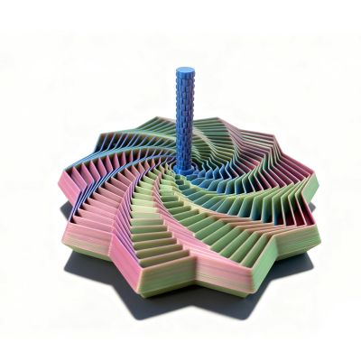 3D Printed Expanded Sensory Fidget Star,Stress-Relief Spinning Tower Toy with Handles,Sensory Toys for Adults & Teens,Honeycomb Whirling Spiral Design for ADHD & Stress Relief (Red Green Blue, 3.54in)