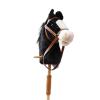 JISADER Hobby Horse Stick Horse with Realistic Sound Effects Wooden Pole Handle Wheels Plush Riding Stick Handcrafted for Kids Suitable for Birthday Holiday, Black with Roller view 3