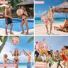 POZA Set of 2 Rose Gold Polka Inflatable Beach Balls Retro Design Beach Balls for Pool with Sparkly Gold Confetti, PVC Vinyl Inflatable Pool Toys for Fun Summer Party and Water Games - 16 Inches view 4