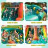 23FT Inflatable Water Slide Bouncer, Giant Double Lane Water Park with Splash Pool, Water Cannon, Climbing Wall, Outdoor Backyard Summer Fun for Family (22FT - Green) view 3