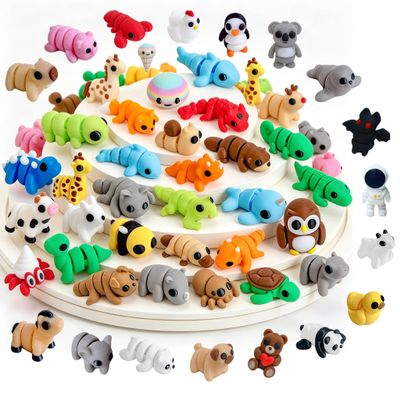 50Pcs 3D Printed Articulated Animal Figurines, Mini Mystery Box Fidget Toys Set, Flexible Surprise Creatures for Kids Adults, Party Favors, Classroom Rewards, Stocking Stuffers, Goodie Bag Filler