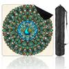 31.5" x 31.5" Mahjong Mat for Table with Carrying Bag Peacock Mandala Teal Blue Gold Ornamental Feathers Non-Slip Noise-Reducing Game Mat Mahjong Accessories for Poker Dominoes Board Games view 1