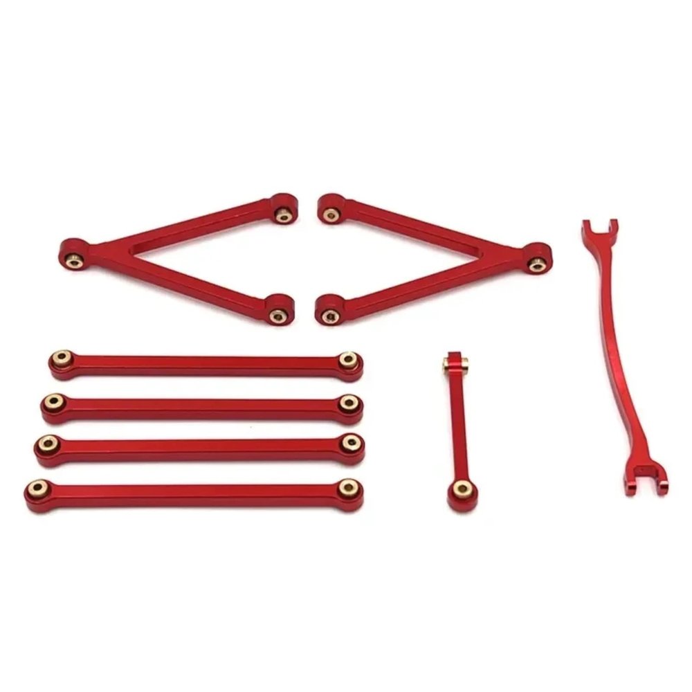 Rc Toys Repair Parts For FMS FCX24M For Camel Cup 1/24 Metal Chassis Links Pull Rods And Steering Set RC Crawler Car Parts Accessories(Red)