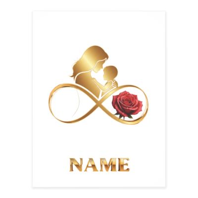 Custom Name Mother and Child Infinity Rose Sticker - Personalized Eternal Love Decal for Mom - Waterproof Gold Vinyl for Laptop, Car, Water Bottle - Meaningful Mother's Day Gift