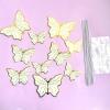 10pcs Cake Topper Ornaments Beautiful Butterflies Gold Trim for Birthday Wedding Anniversary Party Decoration Gift (White with Gold Trim) view 2