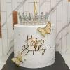 10pcs Cake Topper Ornaments Beautiful Butterflies Gold Trim for Birthday Wedding Anniversary Party Decoration Gift (White with Gold Trim) view 3