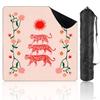 31.5" x 31.5" Mahjong Mat for Table with Carrying Bag Red Tigers Sun Pink Floral Non-Slip Noise-Reducing Game Mat Mahjong Accessories for Poker Dominoes Mother's Day view 1