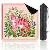 31.5" x 31.5" Mahjong Mat for Table with Carrying Bag Pink Tiger Surrounded by Vibrant Wildflowers Greenery Non-Slip Noise-Reducing Game Mat Mahjong Accessories for Poker Dominoes Mother's Day view 1
