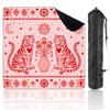 31.5" x 31.5" Mahjong Mat for Table with Carrying Bag Tigers Hearts Folk Art Symmetrical Vase Flowers Sun Non-Slip Noise-Reducing Game Mat Mahjong Accessories for Poker Dominoes Mother's Day view 1