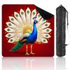 31.5" x 31.5" Mahjong Mat for Table with Carrying Bag Vibrant Peacock Intricate Feather Display Golden Non-Slip Noise-Reducing Game Mat Mahjong Accessories for Poker Dominoes Board Games view 1