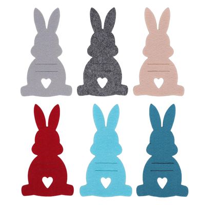 RIZGHWOY Easter Bunny Money Holders, 6pcs Mixed Color Felt Cash Pouches with Heart Clasp, for Easter Gifts Family Classroom Party Decor