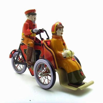 AMEIYUN Wind Up Toy MS471 Human Tricycle Tin Toy Creative Props Vintage Collectible Kids Gift for Boys Girls Parent-Child Interaction