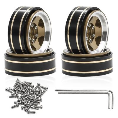 1.3-inch Brass and Aluminum Alloy Wheel Hub, Metal Upgrade Parts Compatible with for 1/18 TRX4M SCX24 FMS Ascent-18 RC Crawler Accessories (Dark Khaki)
