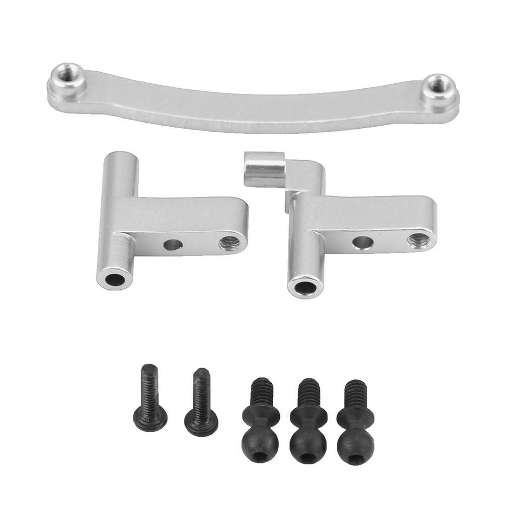 Aluminium Alloy Steering Servo Saver Complete Mount, RC Steering Servo Saver for FS 1/18 Scale RC Truck, CNC Machined with Anodized Finish and Included Screws (736010S Silver)