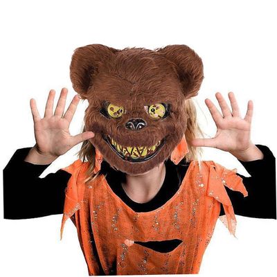 BESTonZON Scary Bloody Bear Mask Set 2pcs Black and Brown for Halloween Cosplay Party Dress-up Accessories