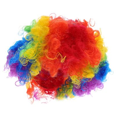Beavorty 4pcs Colorful Short Fluffy Afro Disco Wig Curly Clown Costume Wigs for Men Women Halloween Party Cosplay Accessories