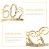 BESTonZON Birthday Queen Rhinestone Number Crown for Women, Gold Shiny Tiara Hair Decoration, Elegant Birthday Party Headdress for Adult Celebration view 3