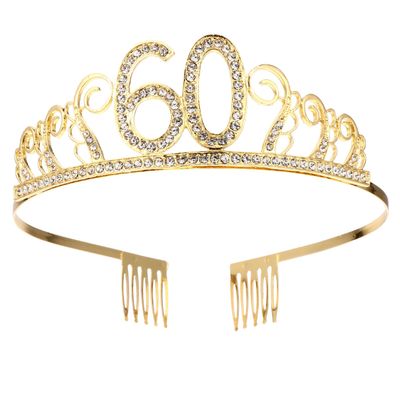 BESTonZON Queen Birthday Crown Headdress Rhinestone Party Crown Headband for Women Retro Chic Hair Decor Suitable for Birthday Celebration and Dress-up Accessories
