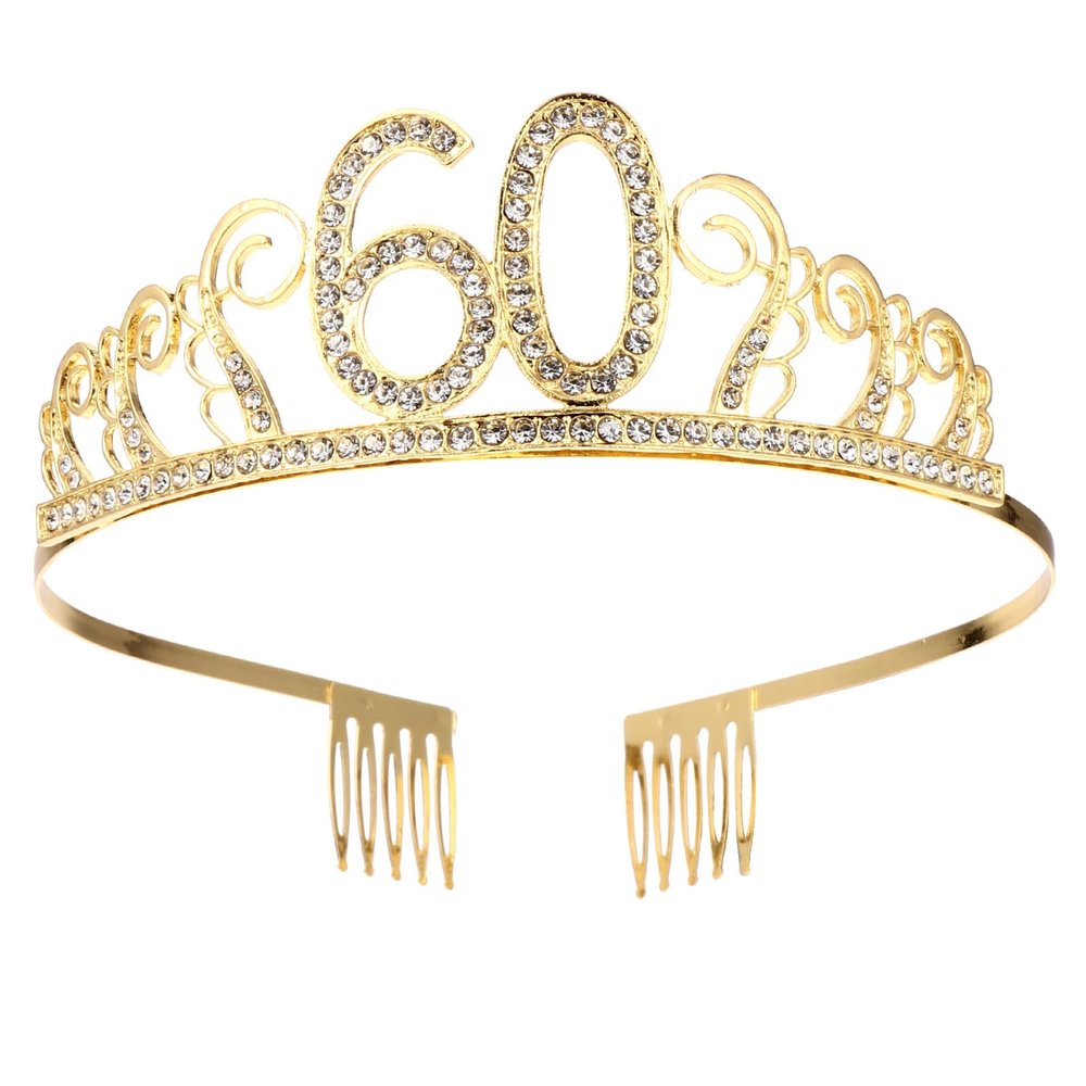 BESTonZON Queen Birthday Crown Headdress Rhinestone Party Crown Headband for Women Retro Chic Hair Decor Suitable for Birthday Celebration and Dress-up Accessories