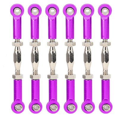 Drfeify Turnbuckle Rods, 6PCS Aluminum Alloy Adjustable Push Rods 15-70mm for 1/8 1/10 RC Car Axial SCX10 Wraith Suspension (Purple)