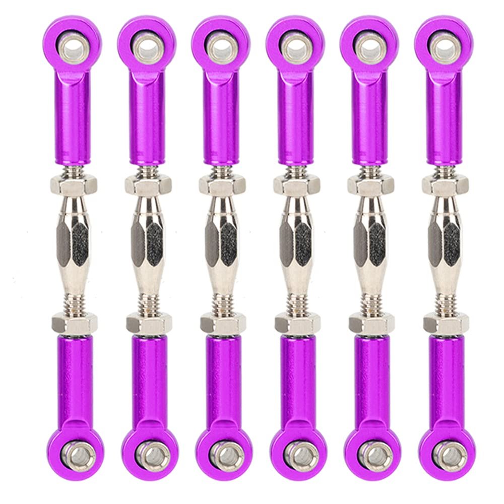 Drfeify Turnbuckle Rods, 6PCS Aluminum Alloy Adjustable Push Rods 15-70mm for 1/8 1/10 RC Car Axial SCX10 Wraith Suspension (Purple)